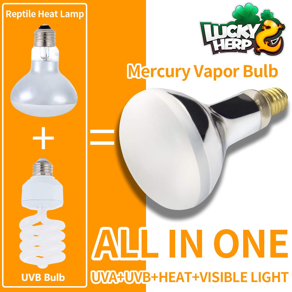 Lucky Herp 80 Watt Uva+Uvb Vapor Heat Lamp Bulb, High Intensity Self-Ballasted Heat Basking Lamp/Bulb/Light For Reptile And Amph